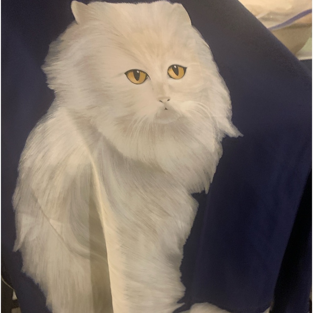 Pierre Baccara Paris Hand Rolled White Persian White Cat Silk Scarf